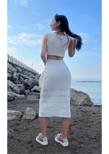 Kadın Yazlık Örme Krem Rengi Alt Üst Takım fırsatları