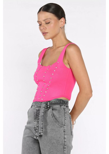 Kadın Kare Yaka Mevsimlik Crop Triko Bluz P-00002888 fiyatları