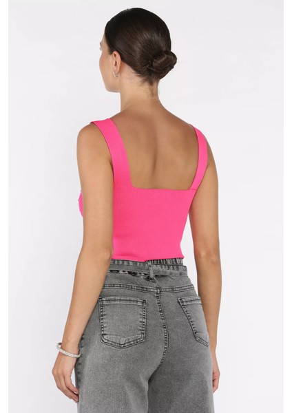 Kadın Kare Yaka Mevsimlik Crop Triko Bluz P-00002888 modelleri