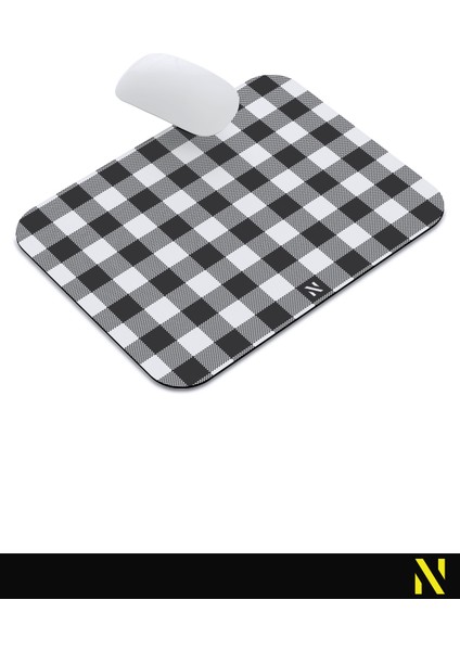 Siyah Ekose Pötikare Desenli Ergonomik Mouse Pad - 23 x 19 cm - Kaymaz Taban Ev ve Ofis Kullanımı Fare Altlığı Mousepad indirimleri