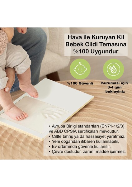 Bebek El Ayak Izi Seti, Kil Hamur ile Kişiselleştirilen Anı Çerçeveli Hatıra Kiti, Yenidoğan Hediye