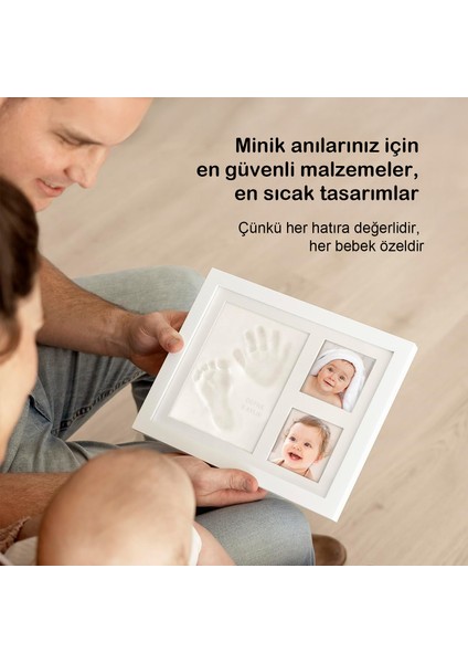 Bebek El Ayak Izi Seti, Kil Hamur ile Kişiselleştirilen Anı Çerçeveli Hatıra Kiti, Yenidoğan Hediye