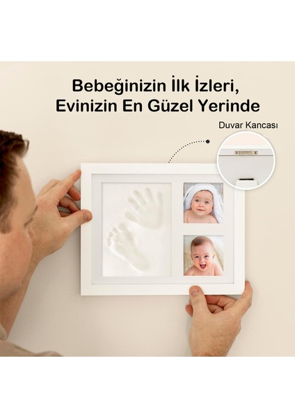 Bebek El Ayak Izi Seti, Kil Hamur ile Kişiselleştirilen Anı Çerçeveli Hatıra Kiti, Yenidoğan Hediye