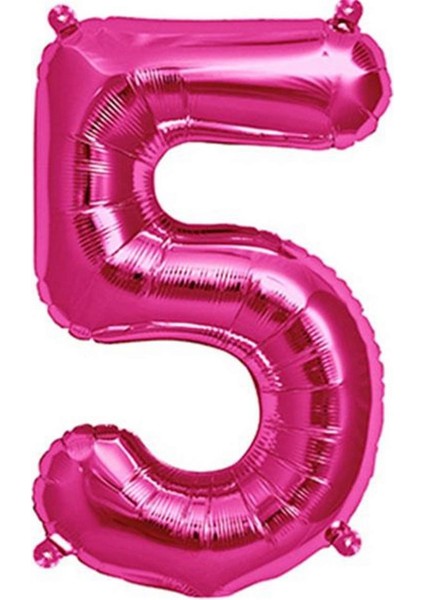 - 16 Inç 5 Rakamı Folyo Balon Pembe 40 cm Sptgl