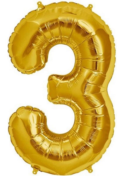 - 16 Inç 3 Rakamı Folyo Balon Gold 40 cm Sptgl