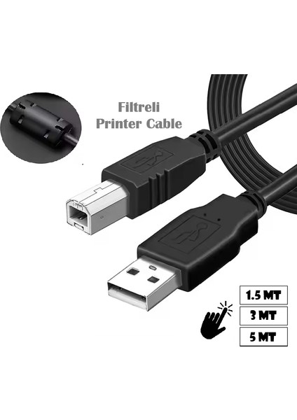 Filtreli / Printer Cable / Yazıcı Kablosu / 1.5 Metre / USB 2.0