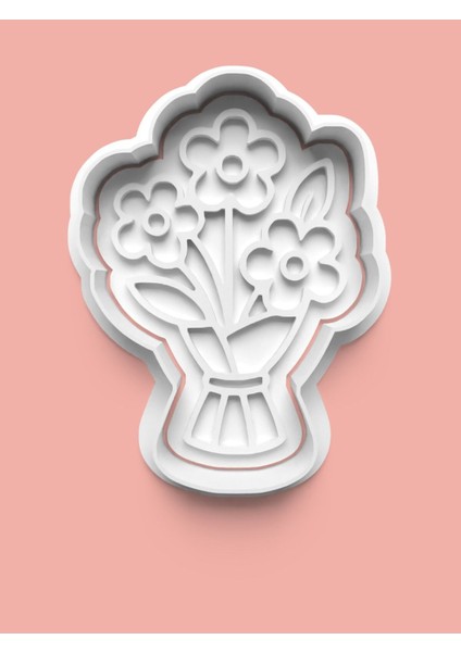 Buket Çiçek Kurabiye Kalıbı ve Şeker Hamuru Kalıbı 4'lü Set modelleri