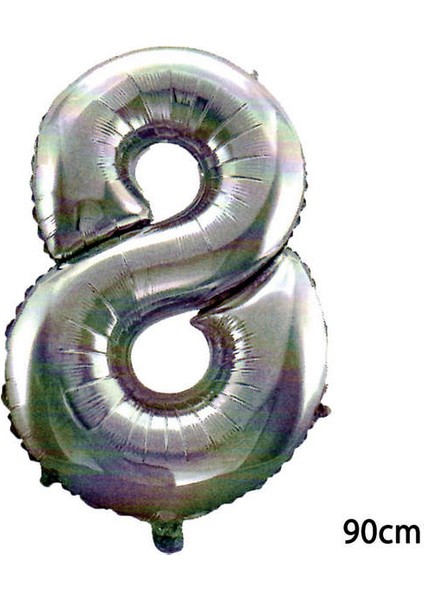 - 40 Inç 8 Rakamı Folyo Balon Gümüş 100 cm Sptgl