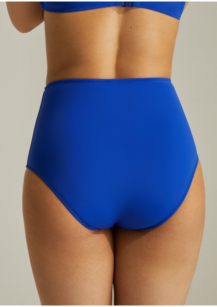 Yanı Pileli Yüksek Bel Bikini Alt - Mavi 36 fiyatları