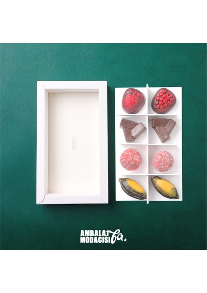 Chocolate Box ( 10 Adet ) 2021 Model 8 Gözlü Çikolata Kutusu ( 18X10,5X2,5 cm ) fırsatları
