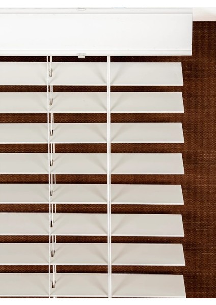 Krem Truwood Serisi (TRU105) Ahşap Jaluzi Perde Gri Renk 50 mm
