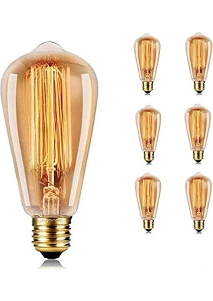 6 Adet 4 Watt Amber Işık Kaliteli Rustik Ampul, 300 Lümen, 4 Watt 25000K Amber Işık LED Rustik Ampul