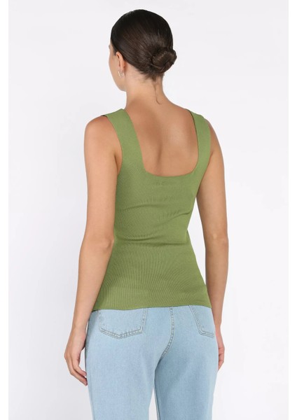 Kare Yaka Askılı Likralı Kadın Triko Bluz P-00017658 modelleri