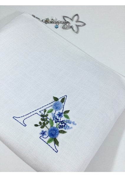 Majestic Blooms - Mavi Monogram Harfli Portföy Çanta modelleri