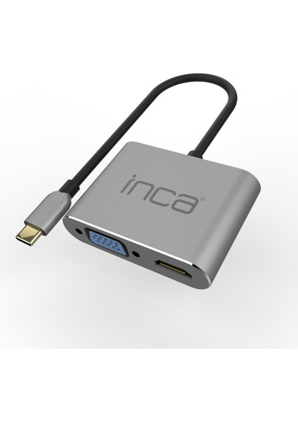 ITPC-06TX Type-C HDMI 4K 30Hz + VGA + USB 3.0 + Pd 100W Çoklayıcı | Type-C 3.0 Bağlantılı Cihazlar Için | Alüminyum Kasa | Tak Çalıştır | Ev, Ofis, Konferans ve Sunum Kullanımı Için Uygun