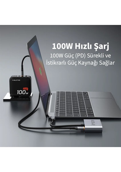 ITPC-06TX Type-C HDMI 4K 30Hz + VGA + USB 3.0 + Pd 100W Çoklayıcı | Type-C 3.0 Bağlantılı Cihazlar Için | Alüminyum Kasa | Tak Çalıştır | Ev, Ofis, Konferans ve Sunum Kullanımı Için Uygun