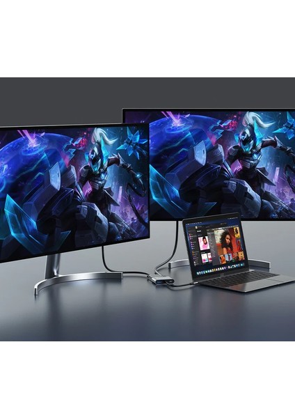 ITPC-06TX Type-C HDMI 4K 30Hz + VGA + USB 3.0 + Pd 100W Çoklayıcı | Type-C 3.0 Bağlantılı Cihazlar Için | Alüminyum Kasa | Tak Çalıştır | Ev, Ofis, Konferans ve Sunum Kullanımı Için Uygun