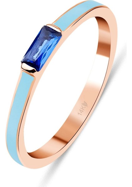 14 Ayar Altın Mavi Mineli Taşlı Yüzük KRS194-14GRZ modelleri