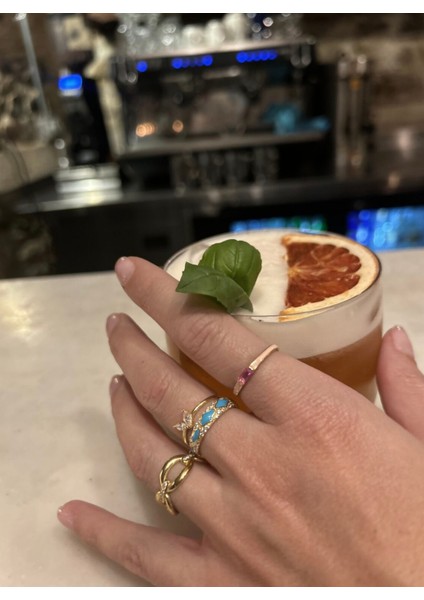 14 Ayar Altın Mavi Mineli Taşlı Yüzük KRS194-14GRZ indirimleri