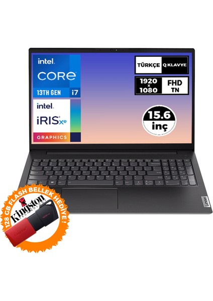 V15 Gen 4 I7-1355U 16GB 1tb SSD 15.6" Fhd W11P Laptop + 128 GB Flash Bellek 83A100GPTR 017