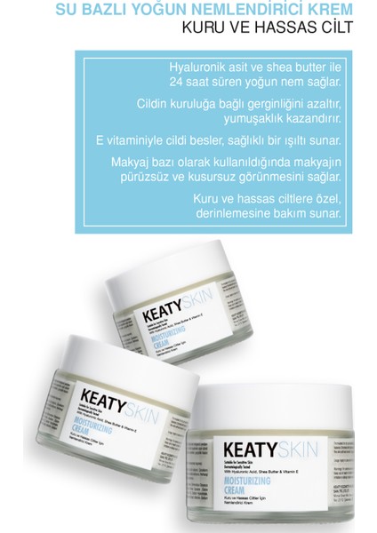 Su Bazlı Yoğun Nemlendirici Krem | 24 Saat Derin Nem | Kuru & Hassas Ciltler Için | Hyaluronik Asit + Shea Butter + E Vitamini