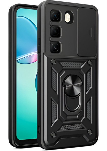 Infinix Hot 50 Pro Plus Kılıf Pars Yüzüklü Standlı Darbe Korumalı Siyah