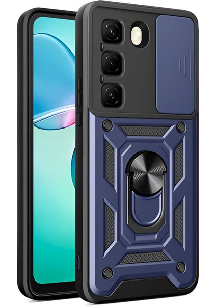 Infinix Hot 50 Pro Plus Kılıf Pars Yüzüklü Standlı Darbe Korumalı Lacivert