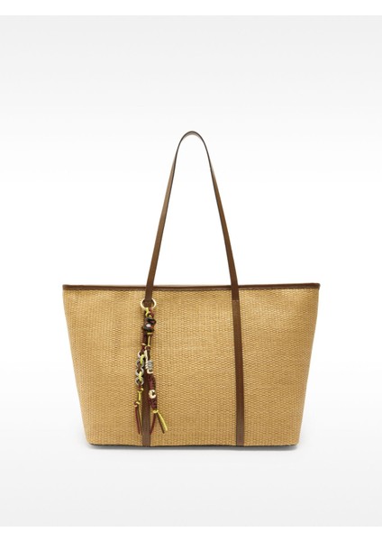 Hasır Efektli Charm'lı Shopper Çanta fiyatları