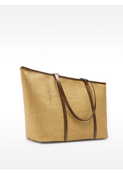 Hasır Efektli Charm'lı Shopper Çanta fırsatları