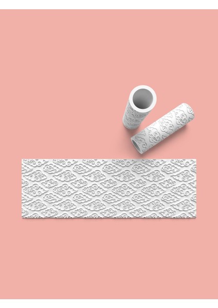 Bulut Dokulu Hamur Seramik Polimer Kil Desen Verici Rulo Silindir 10 cm Uzunluk 0769-4