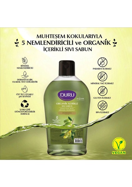 Sıvı Sabun Organik Içerikli Zeytinyağlı 1500 ml x 3 Adet modelleri