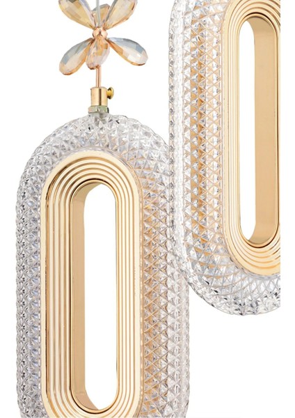 LED Alfa 2'li Gold Kumandalı 3 Renk Ledli Kristal Taşlı Modern LED Avize
