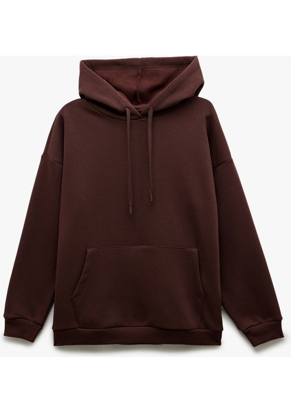 Üç Iplik Şardonlu Kanguru Cepli Basic Kapüşonlu Sweatshirt modelleri
