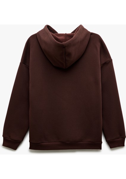 Üç Iplik Şardonlu Kanguru Cepli Basic Kapüşonlu Sweatshirt fırsatları
