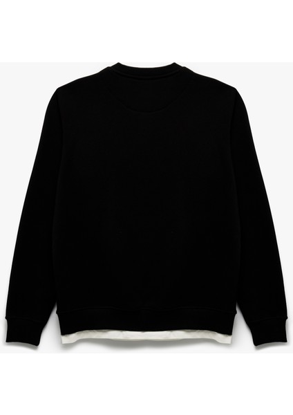 Uzun Kollu Şardonlu Kumaş Detaylı Bisiklet Yaka Sweatshirt fırsatları