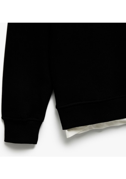 Uzun Kollu Şardonlu Kumaş Detaylı Bisiklet Yaka Sweatshirt indirimleri