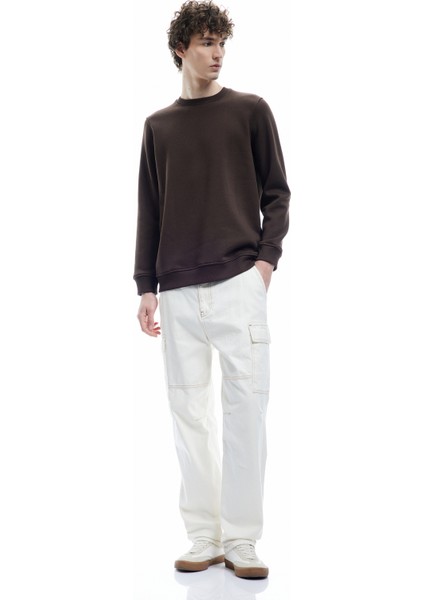 Pamuklu Uzun Kollu Bisiklet Yaka Erkek Basic Sweatshirt fiyatları