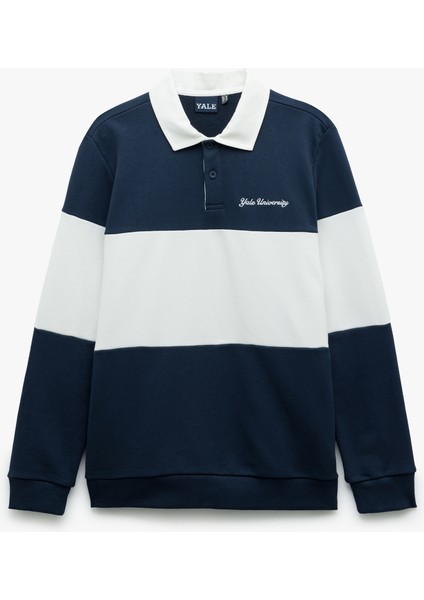 Uzun Kollu Şardonlu Renk Bloklu Polo Yaka Lisanslı Yale Sweatshirt modelleri