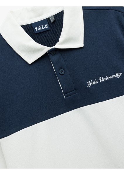 Uzun Kollu Şardonlu Renk Bloklu Polo Yaka Lisanslı Yale Sweatshirt indirimleri
