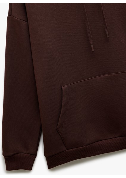 Üç Iplik Şardonlu Kanguru Cepli Basic Kapüşonlu Sweatshirt indirimleri
