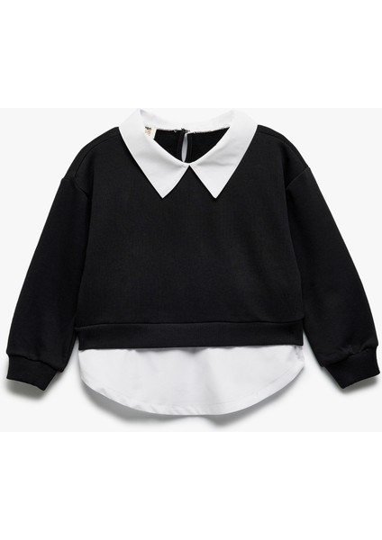 Gömlek Yaka Detaylı Uzun Kollu Sweatshirt