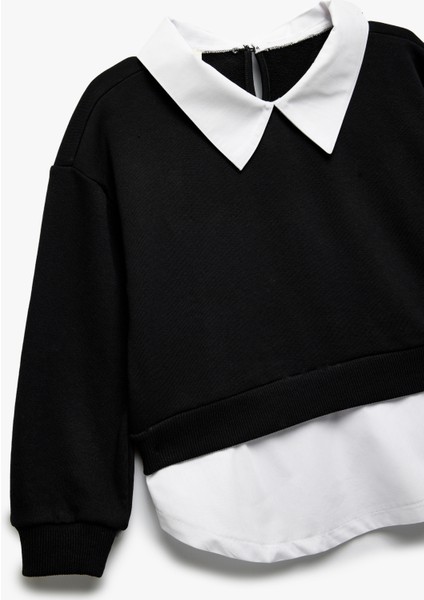 Gömlek Yaka Detaylı Uzun Kollu Sweatshirt modelleri