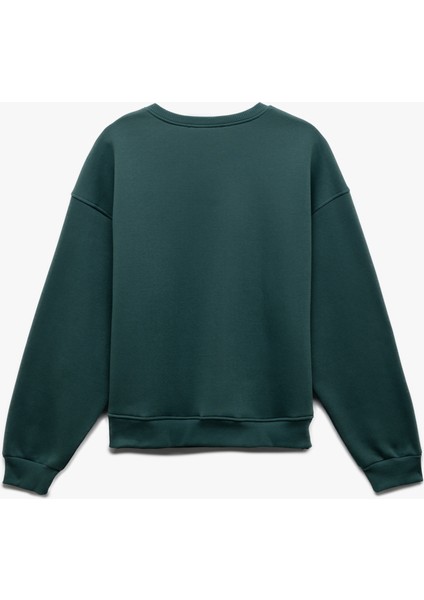 Şardonlu Uzun Kollu Bisiklet Yaka Ayıcık Baskılı Oversize Sweatshirt fırsatları