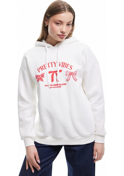 Baskılı Üç Iplik Şardonlu Kapüşonlu Oversize Sweatshirt fiyatları