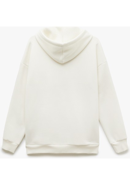 Baskılı Üç Iplik Şardonlu Kapüşonlu Oversize Sweatshirt fırsatları