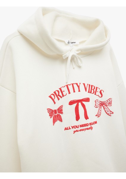 Baskılı Üç Iplik Şardonlu Kapüşonlu Oversize Sweatshirt indirimleri