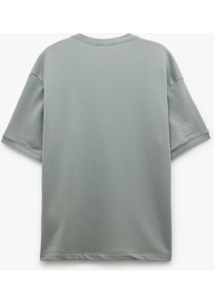 Kısa Kollu Bisiklet Yaka Şardonlu Basic Oversize Tişört fırsatları