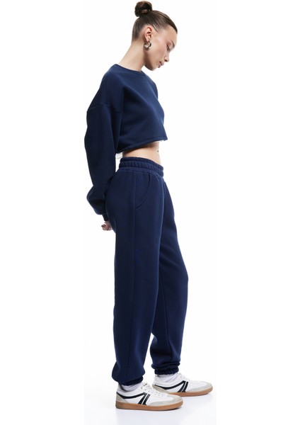 Şardonlu Cepli Beli Lastikli Oversize Jogger Eşofman Altı
