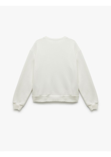 Uzun Kollu Bisiklet Yaka Üç Iplik Şardonlu Baskılı Oversize Sweatshirt fırsatları