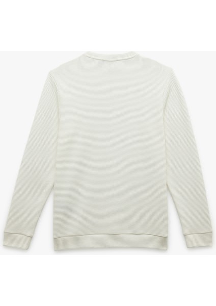 Pamuklu Uzun Kollu Dokulu Basic Bisiklet Yaka Sweatshirt fırsatları